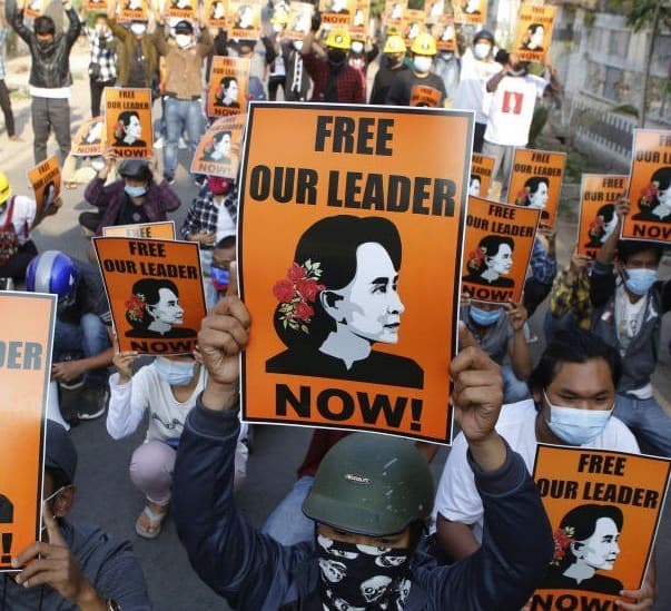 Myanmar coup: Defiant protesters return a day after 38 are killed