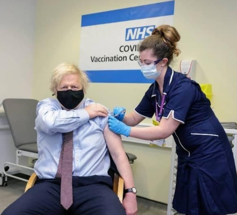 Boris Johnson receives AstraZeneca/Oxford jab as he urges country to get vaccinated