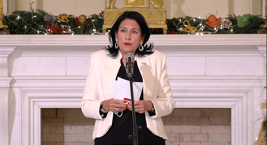 Salome Zurabishvili – New Year Ceremony at Orbeliani Palace for Political Party Representatives