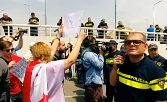 Opposition, civil activists protest landing of Russian plane in Tbilisi airport