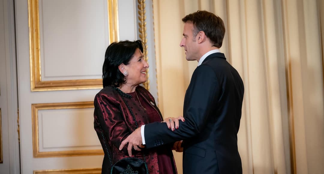 სალომე ზურაბიშვილი პარიზში, მშვიდობის ფორუმის მონაწილე მსოფლიო ლიდერებისთვის გამართულ მიღებას დაესწრო