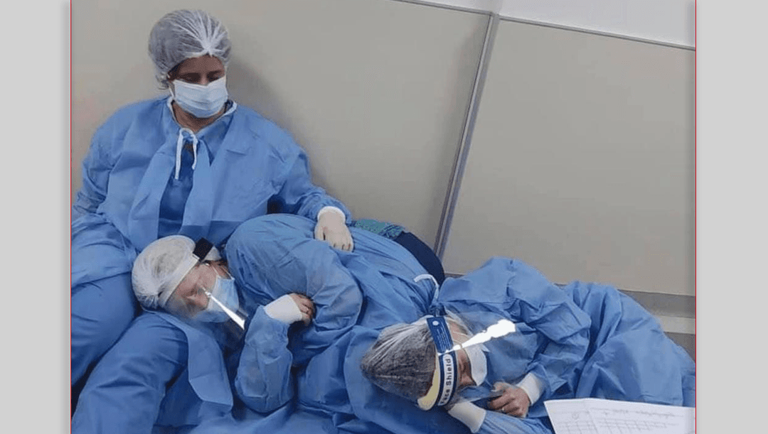 Georgian doctors in harsh conditions