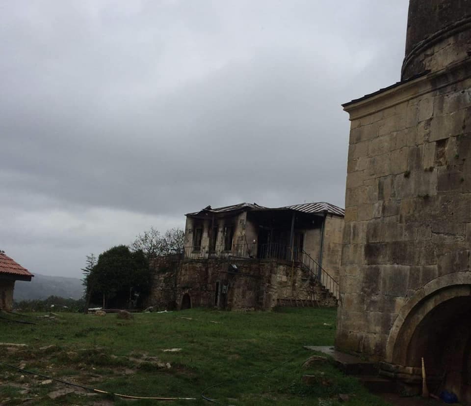 Fire breaks out at a building in UNESCO World Heritage Site of Gelati