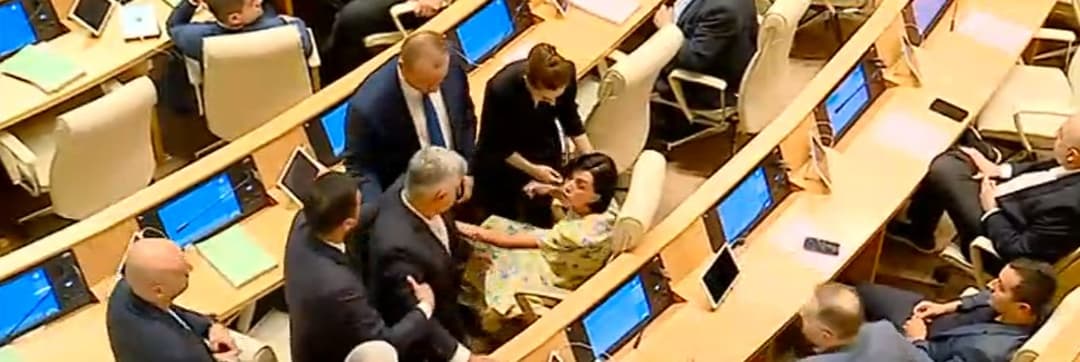 ირაკლი ღარიბაშვილის წლიური მოხსენება პარლამენტში ხმაურით დაიწყო