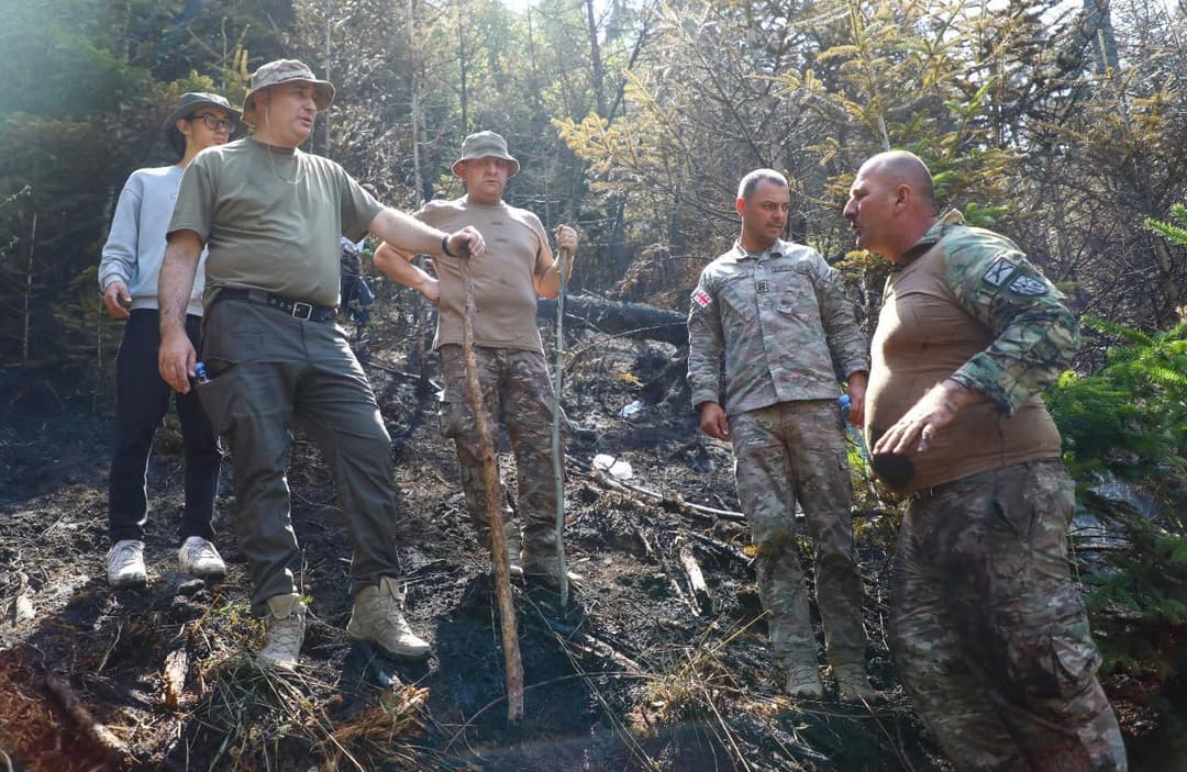 თავდაცვის მინისტრი ხანძრის სალიკვიდაციო სამუშაოების მიმდინარეობას ადგილზე გაეცნო