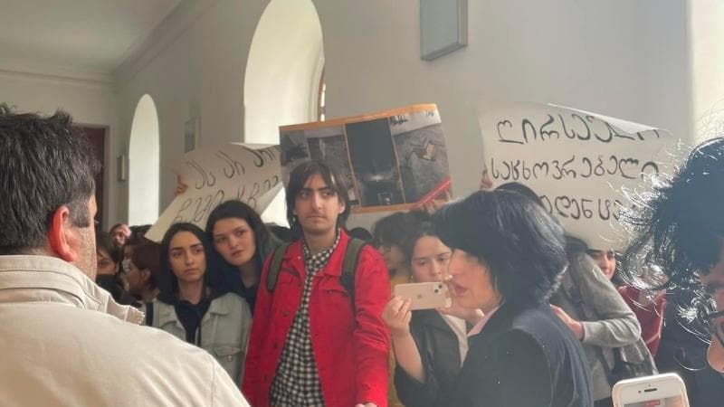 Tbilisi State University students rallying, demanding online studies as flat rent surging