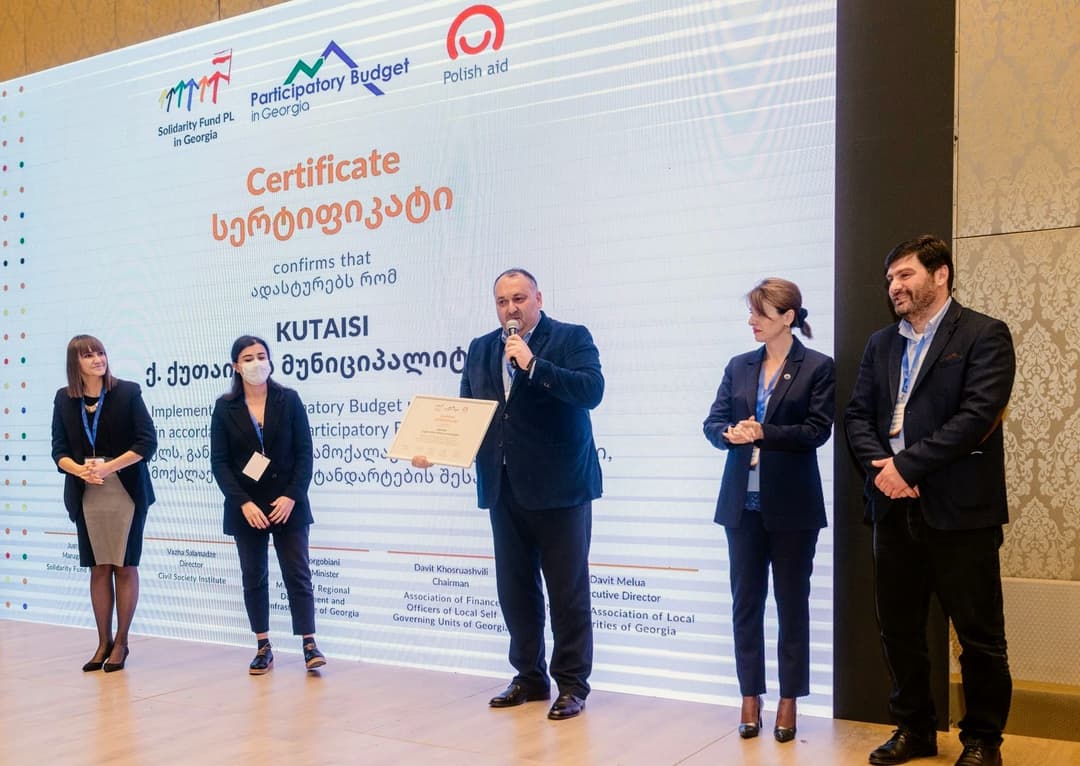ქუთაისი სამოქალაქო ბიუჯეტირების წარმატებით განხორციელებისთვის 6 საუკეთესო მუნიციპალიტეტს შორის დასახელდა
