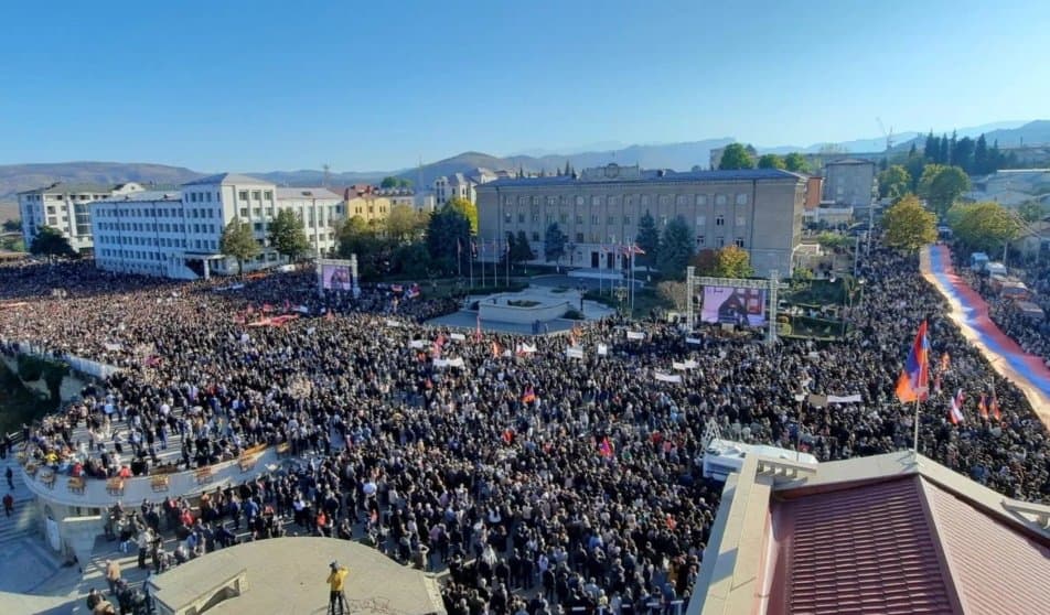 Thousands rally for “independence” in disputed Nagorno-Karabakh