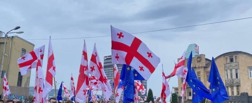 “ვგმობთ და ვემიჯნებით გადაწყვეტილებას ევროკავშირში გაწევრიანების პროცედურების შეწყვეტის შესახებ, შემოგვიერთდით მარშში!”