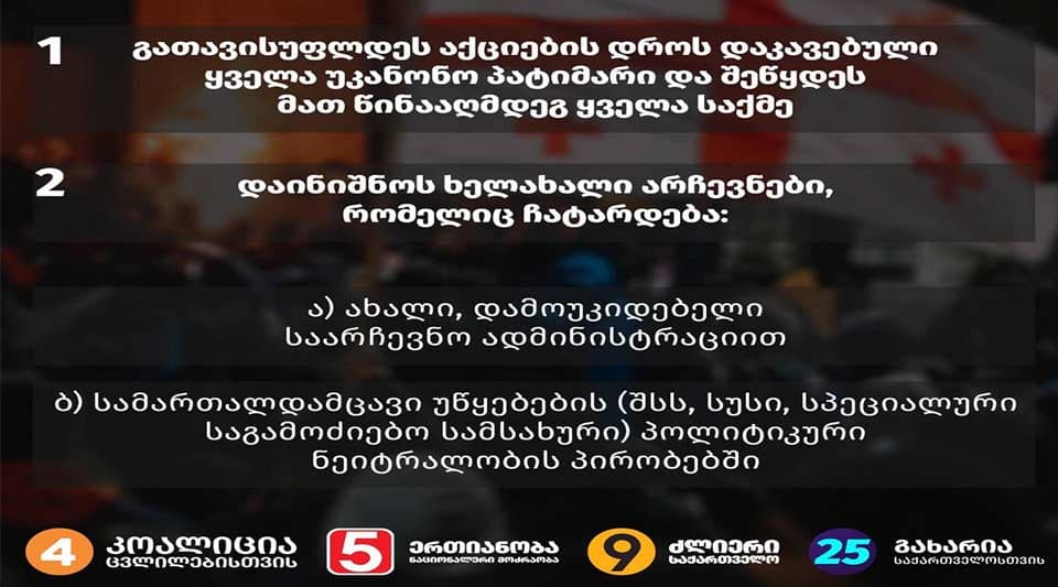 ოთხი პოლიტიკური პარტია ერთობლივ განცხადებას ავრცელებს