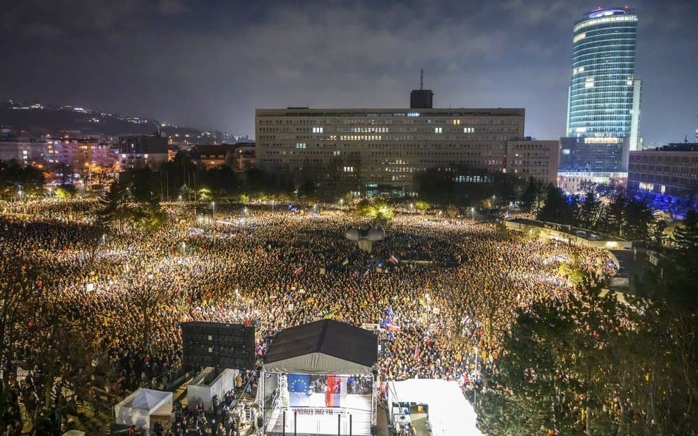 Mass protests erupt in Slovakia against PM Robert Fico’s pro-Russia stance