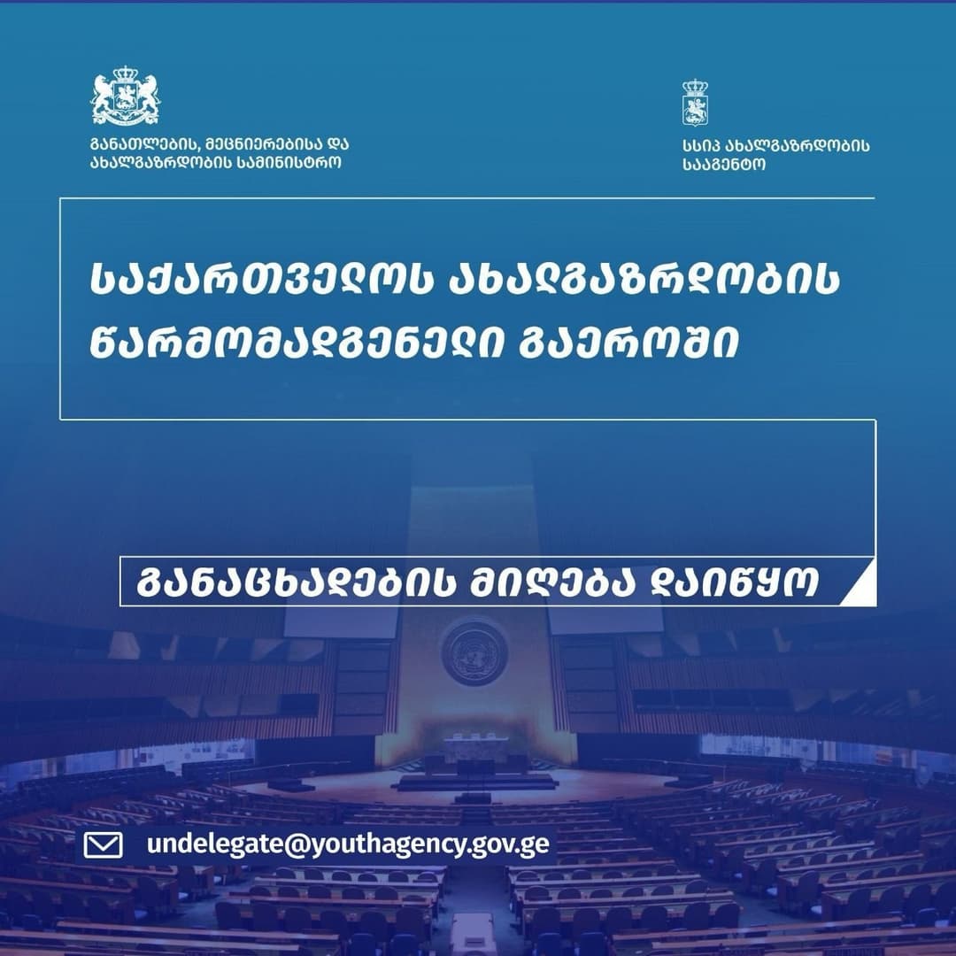 ახალგაზრდობის სააგენტო აცხადებს საგრანტო კონკურსს – “საქართველოს ახალგაზრდობის წარმომადგენელი გაეროში”