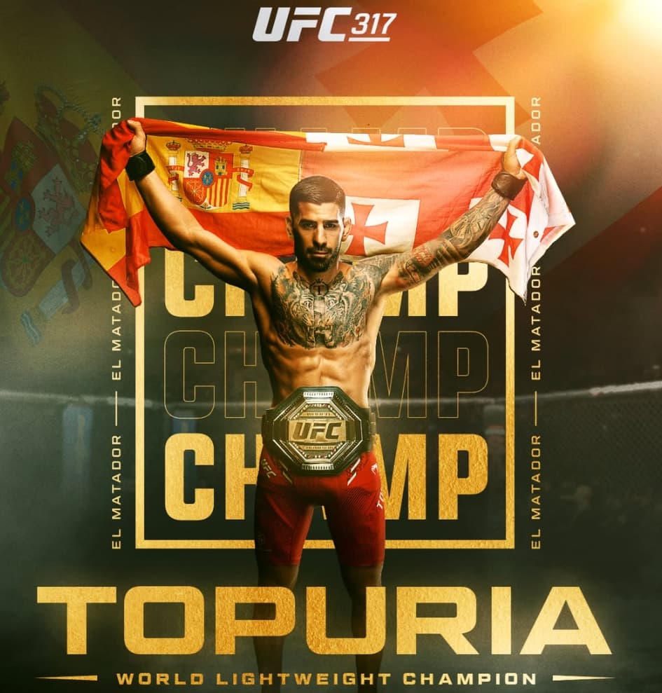 Ilia Topuria becomes UFC Lightweight Champion after first-roundknockout win