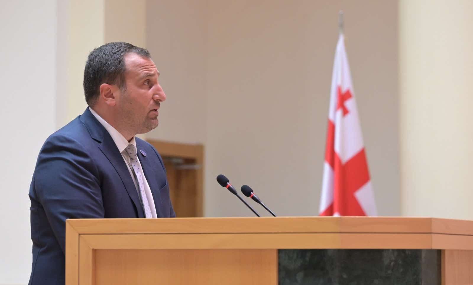 The announcement was made during a parliamentary session where Speaker Shalva Papuashvili thanked outgoing majority leader and faction head Mdinaradze for his work in the legislature