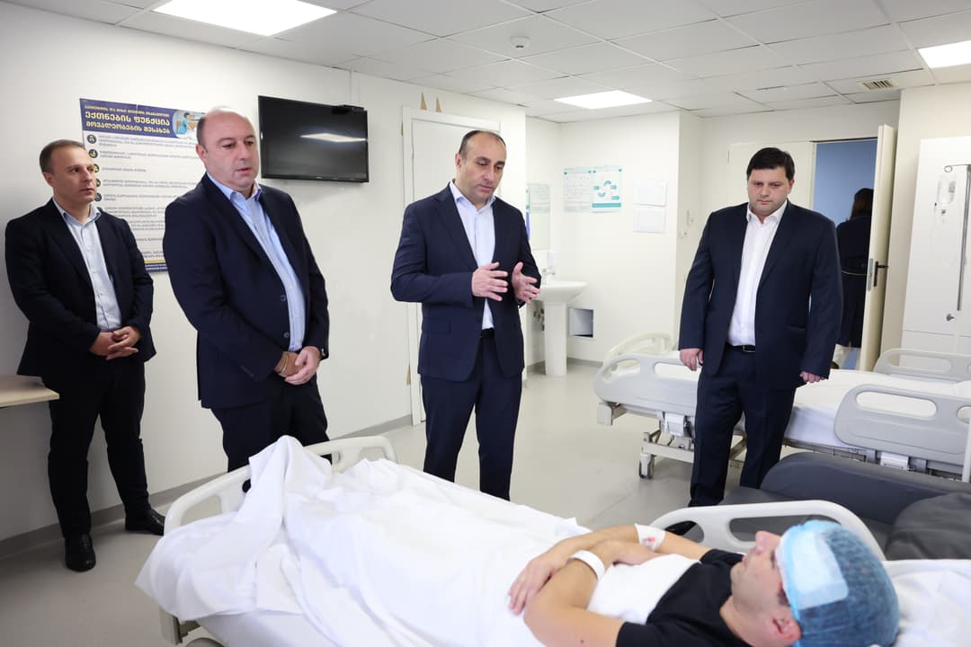 Georgian Interior Minister visits injured police officers following protest in Tbilisi
