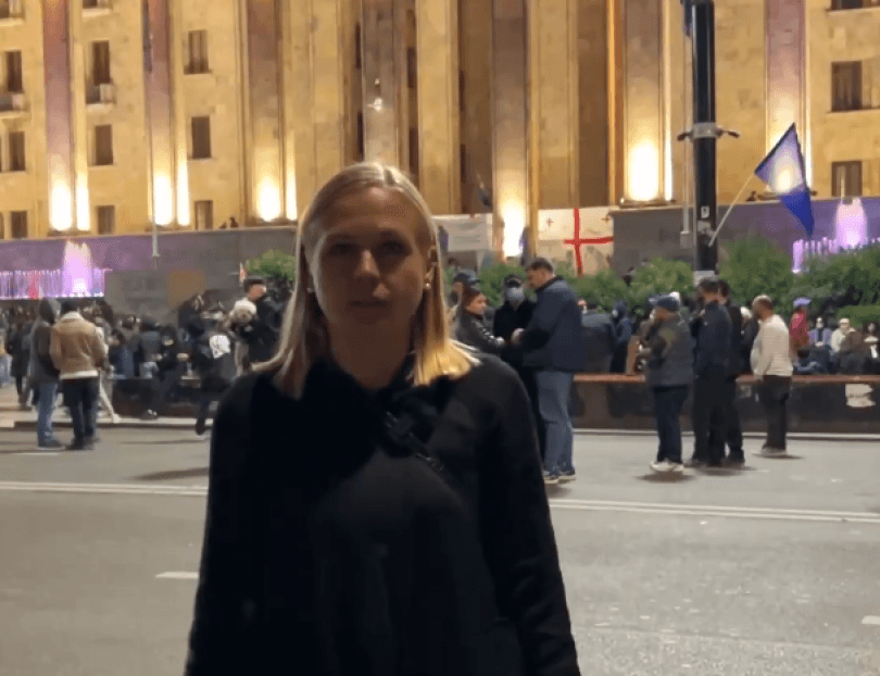 Valtonen was in Georgia on an official visit on Tuesday and visited a protest near the Parliament