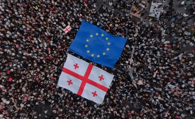 Anniversary protest in Tbilisi as citizens mark one year of demonstrations