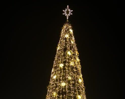 გორში ქალაქის მთავარი საახალწლო ნაძვის ხე საზეიმოდ აინთო