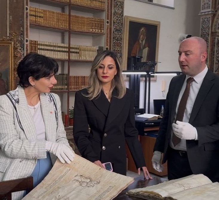 Giorgi Dzadzamia, examined rare archival materials preserved at the Palermo Historic Library