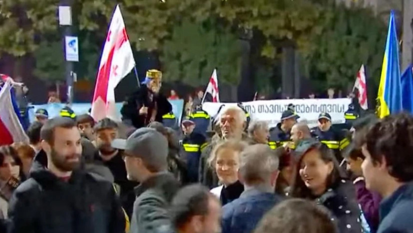 Protesters march near Georgian Parliament, daily demonstrations continue in central Tbilisi