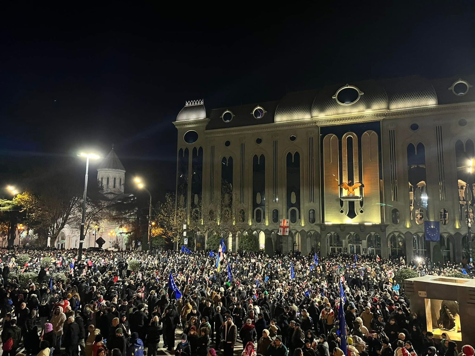 Protests continue in front of parliament building in Tbilisi