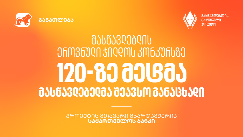 მასწავლებლის ეროვნული ჯილდოს კონკურსზე 120-ზე მეტმა მასწავლებელმა შეავსო განაცხადი - პროექტის მთავარი მხარდამჭერია "საქართველოს ბანკი"