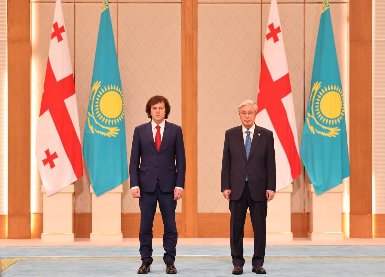 Kazakh president awards Georgian PM highest first-class Order of Dostyk as strategic deal signed 