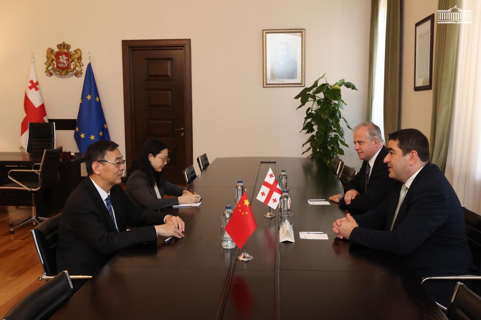 Georgian parliament speaker holds farewell meeting with Chinese ambassador